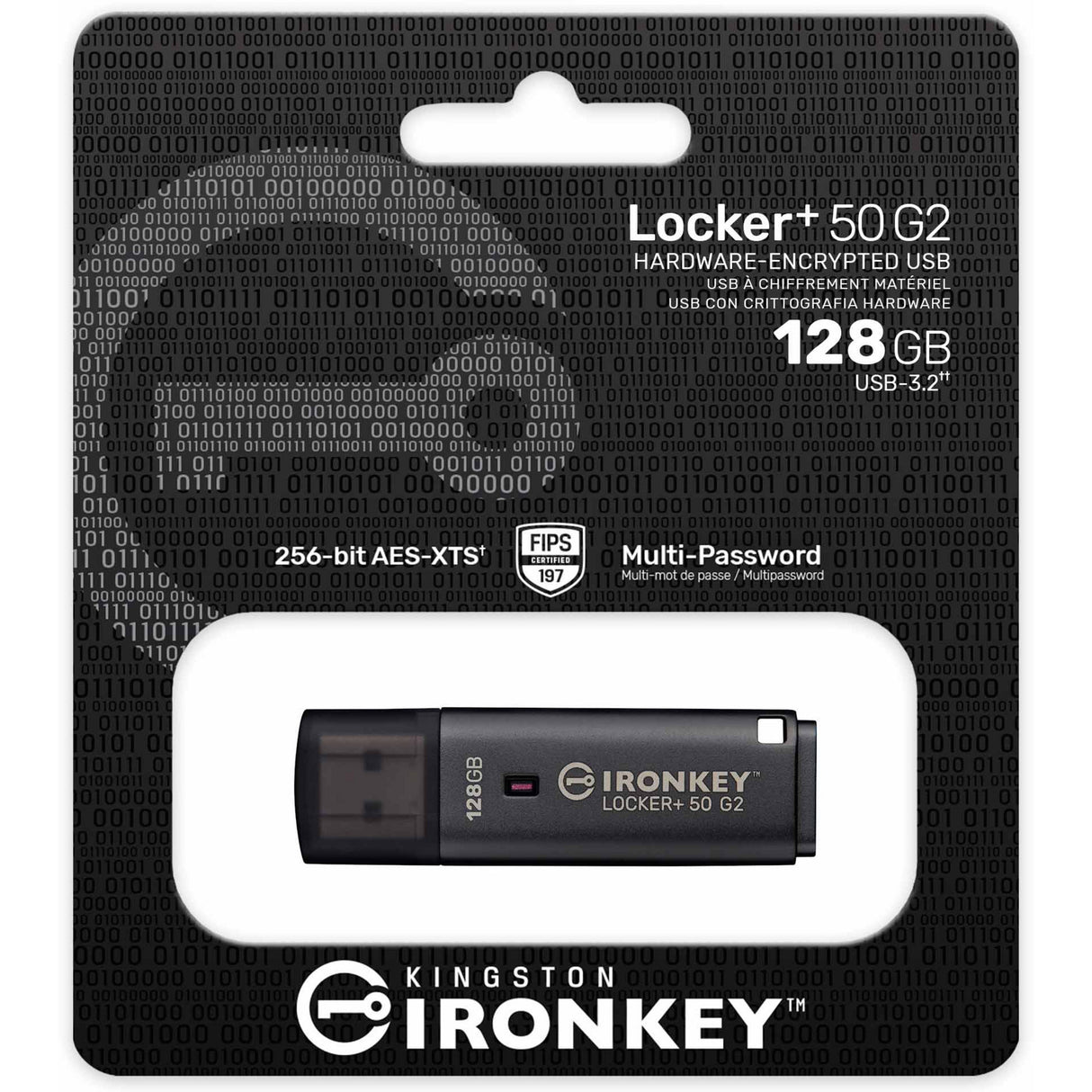 Kingston ironkey locker+ 50 g2 usb flash drive 128 gb usb-stick (antraciet, usb-a 3.2 gen 1)