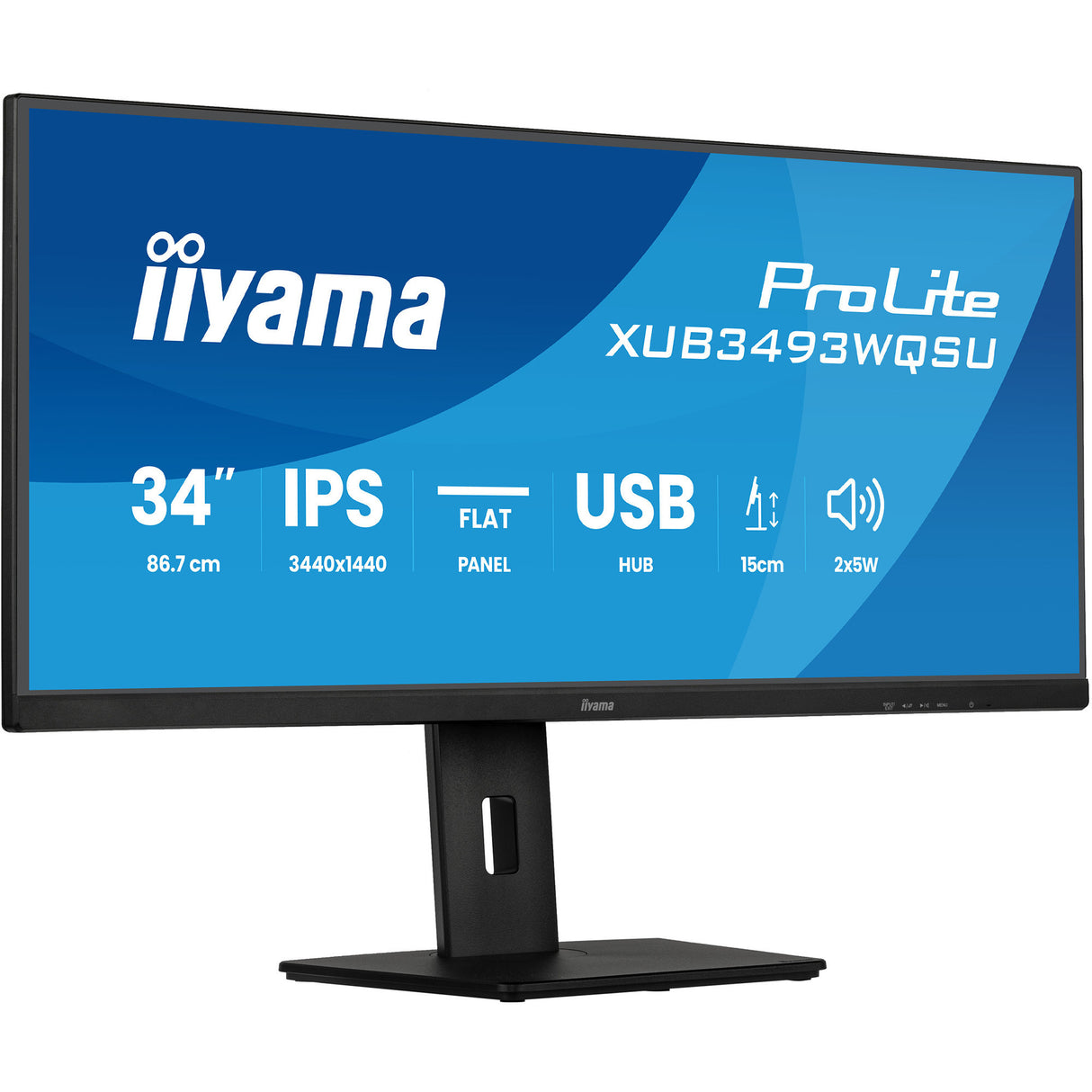 Iiyama Prolite xub3493wqsu-b6 34 Ultrawide Monitor (Schwarz (matt), 2x HDMI, Display Port, 2x USB-A, USB-B, 2x USB-C)