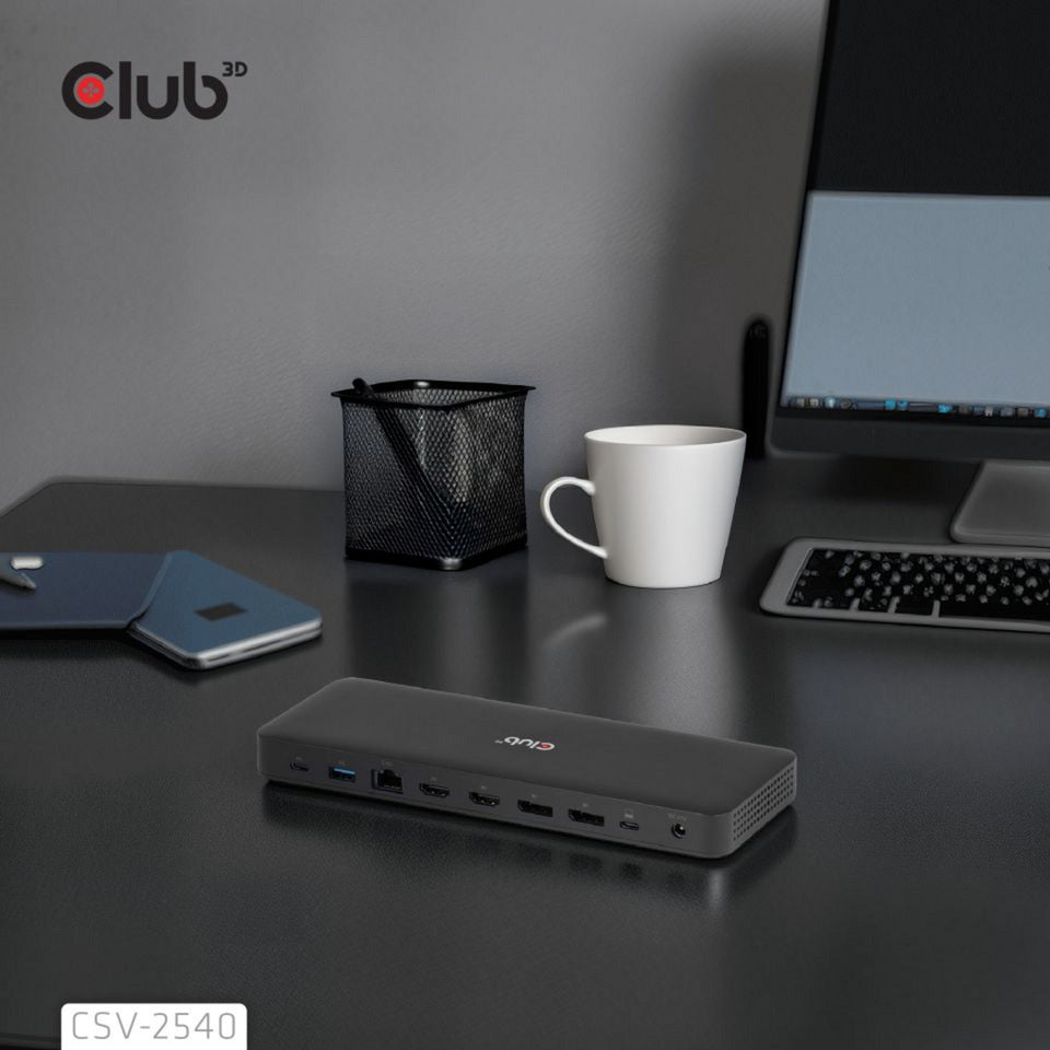 Club 3D 14-1 USB-C Quad-Display-Dockingstation (Schwarz)