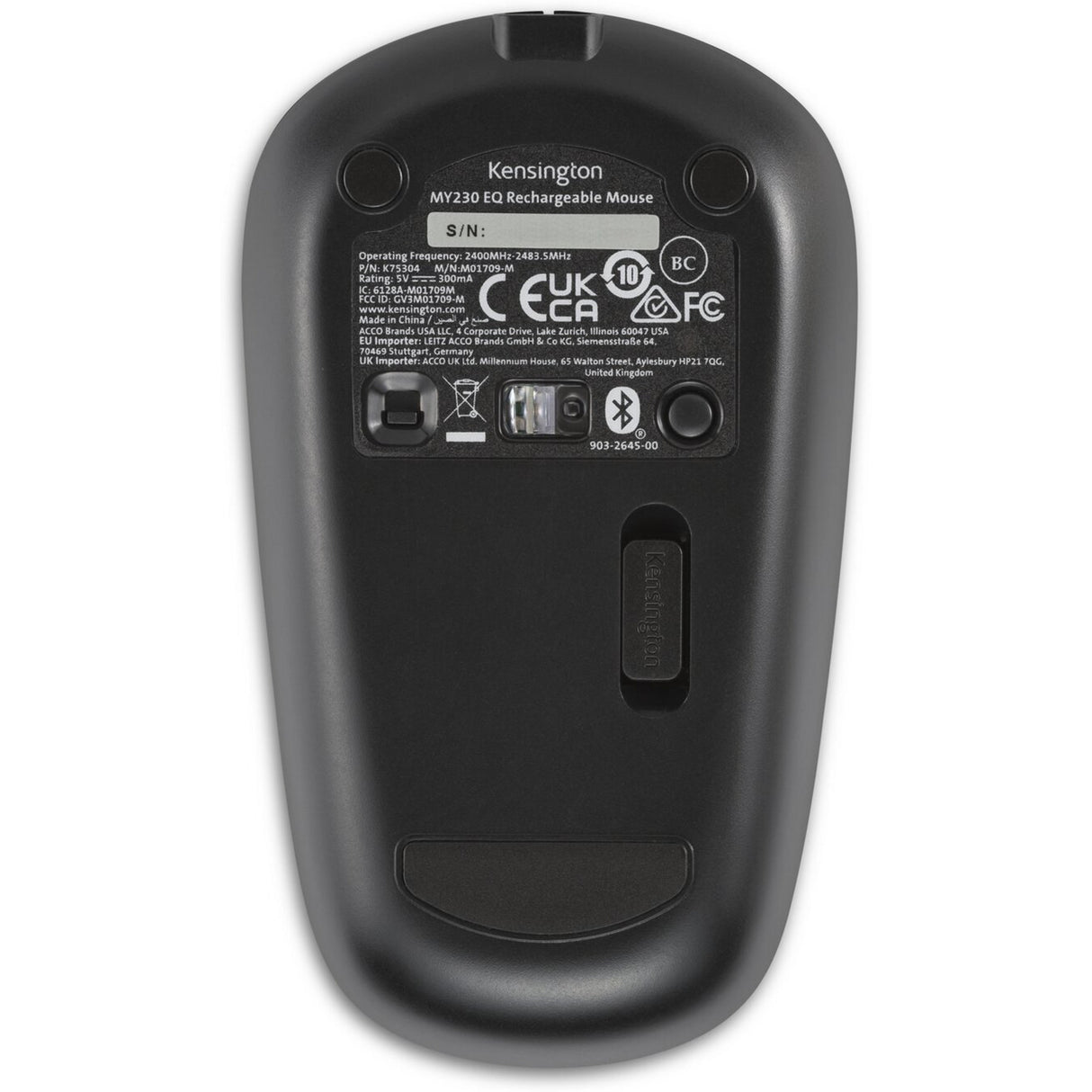 Kensington My230 EQ wiederaufladbare Maus – kabellos – mittelgroß (schwarz, Bluetooth, 2,4 GHz)