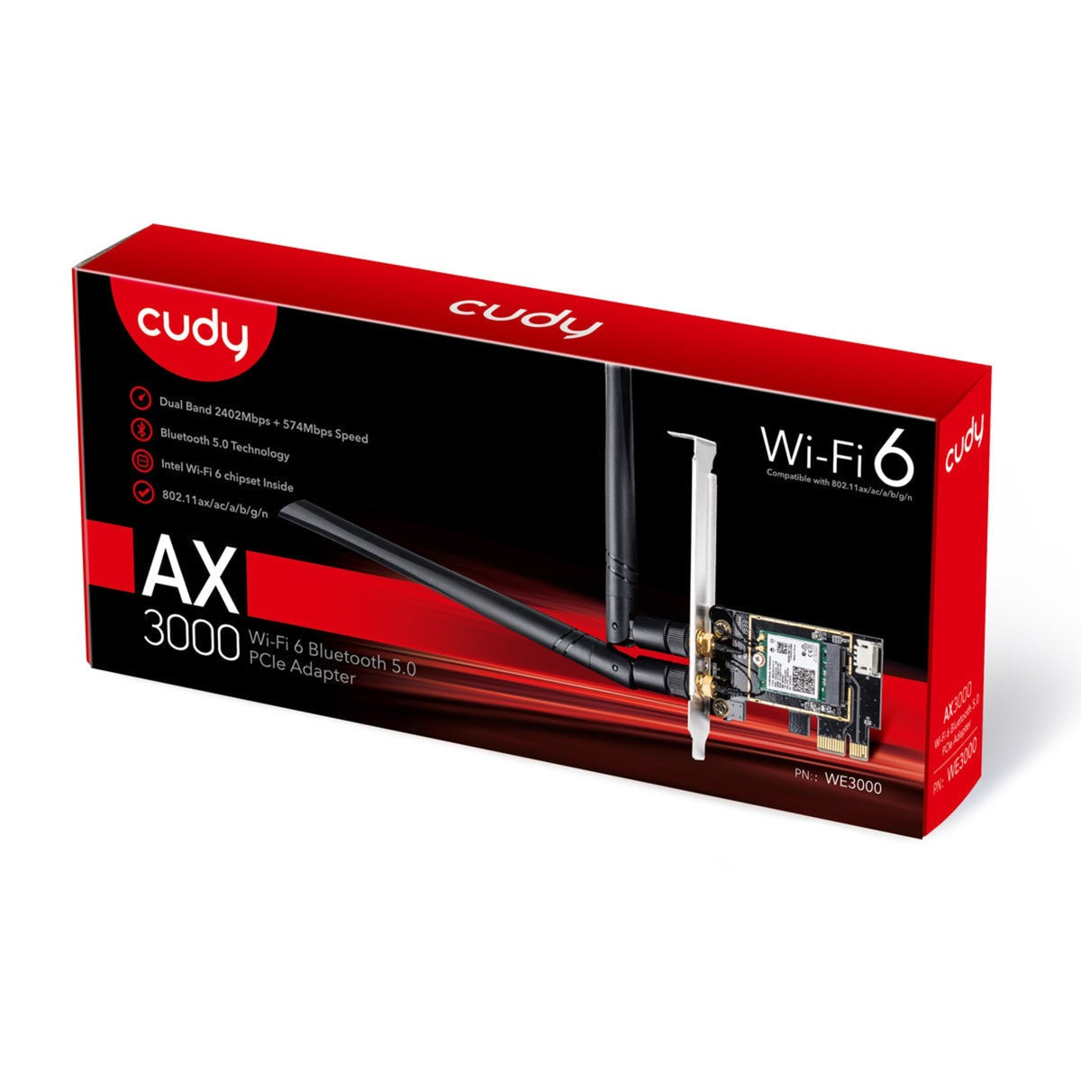 Cudy AX3000 Wi-Fi 6 Bluetooth PCI-E WLAN-Adapter (Schwarz)