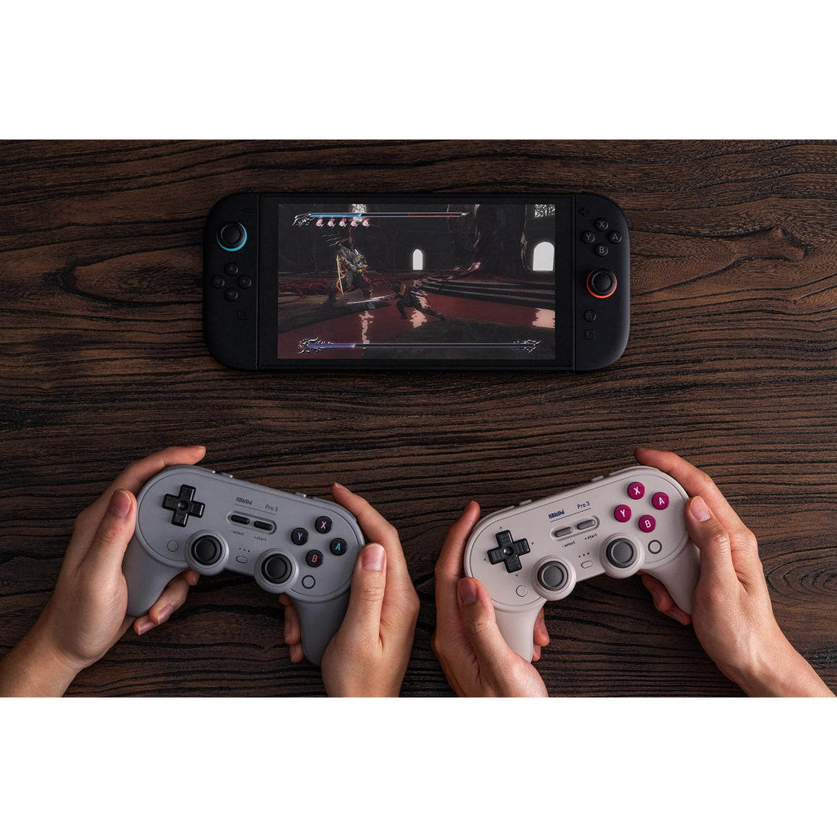 8bitdo pro 3 Bluetooth-Gamepad (hellgrau rot, Switch 1 2, PC, Android, 2,4 GHz Bluetooth USB)