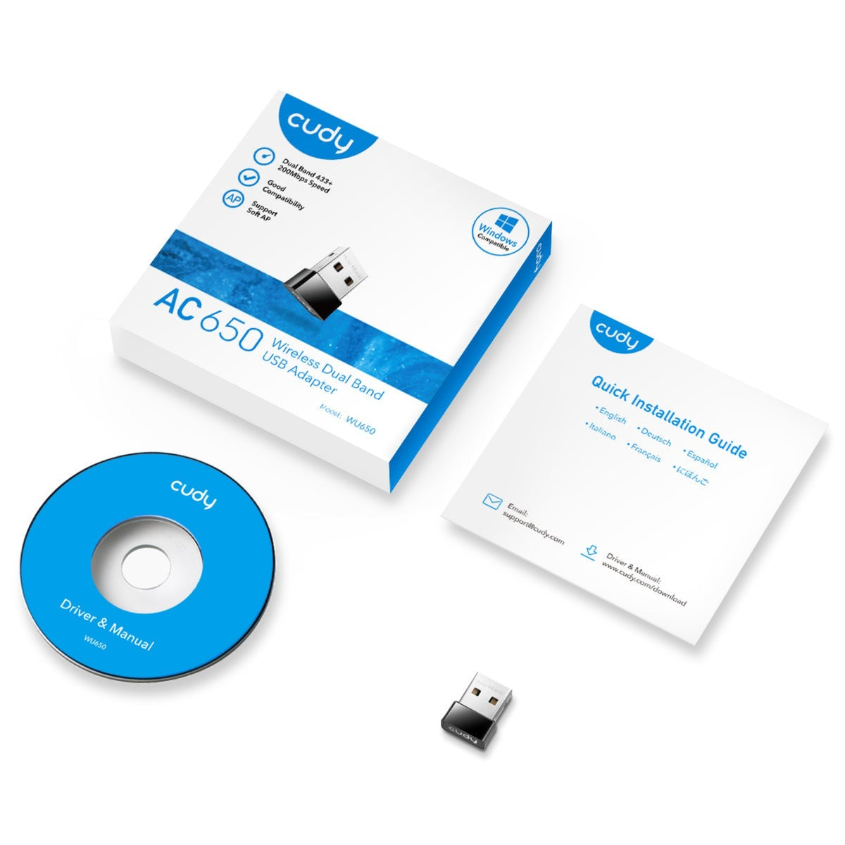 Cudy ac650 kabelloser Dualband-Mini-USB-Adapter
