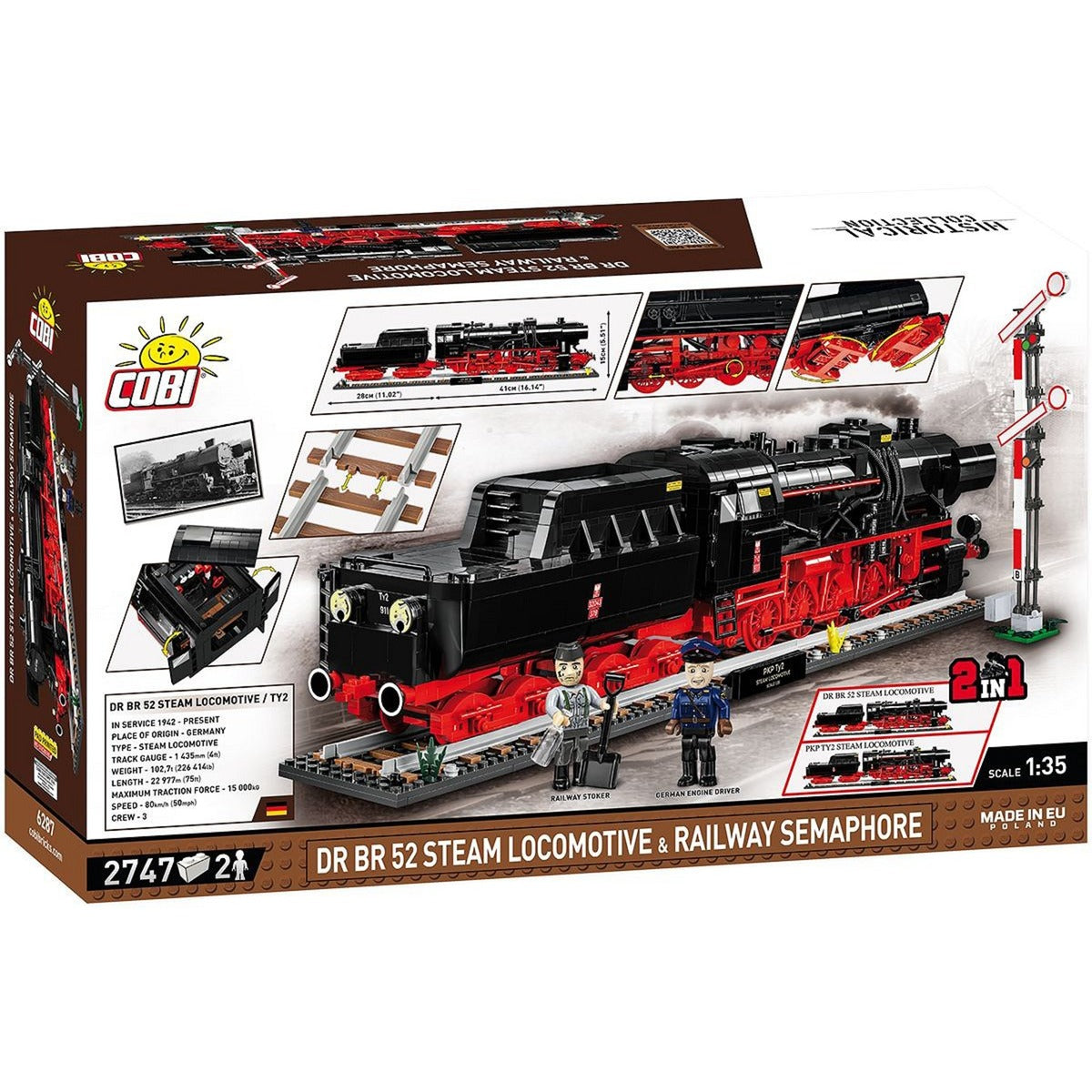 Cobi dr br 52 steam locomotive railway semaphore constructiespeelgoed (-6287, schaal 1:35)