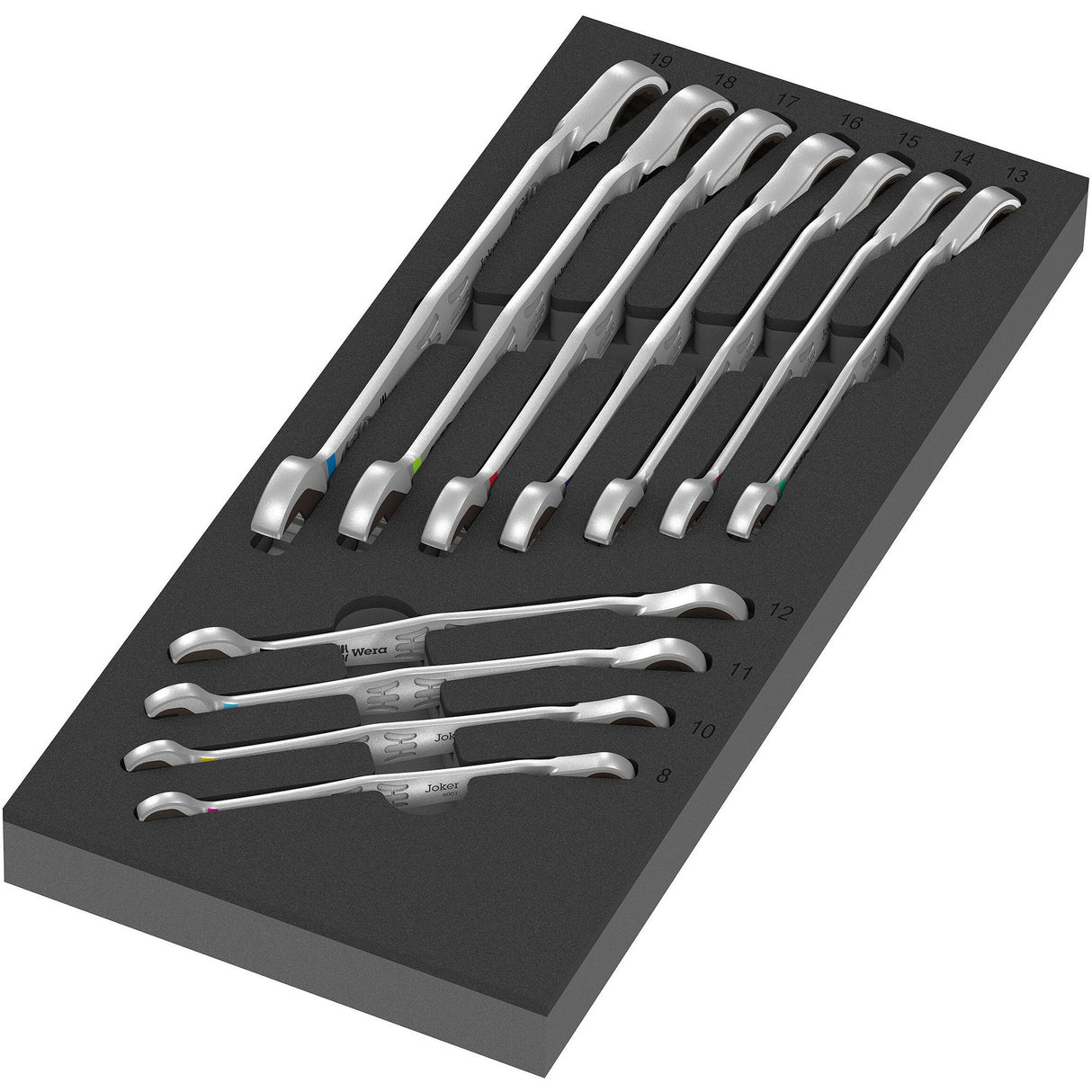 Wera 9733 Schaumstoffeinlage mit 6001 Jokerschalter-Set 1, 11-teiliger Schraubenschlüssel (schwarzgrau)