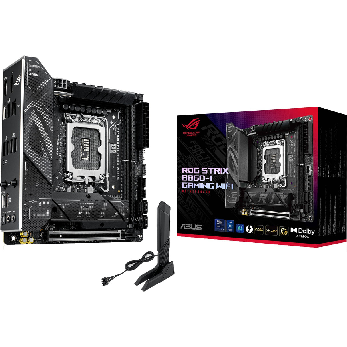Asus ROG Strix B860-I Gaming WiFi Sockel 1851 Mainboard (RAID, 2,5 GB-LAN, WiFi 7, BT, Sound, Mini-ITX)