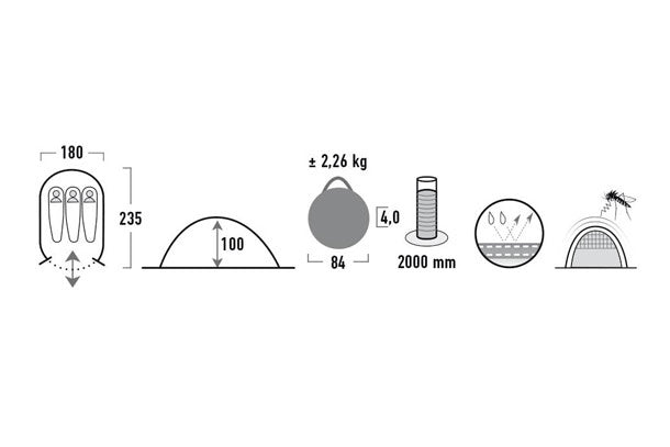 High Peak Popup Tent Vision 3-Personen 235 x 180 x 100 cm Schwarz