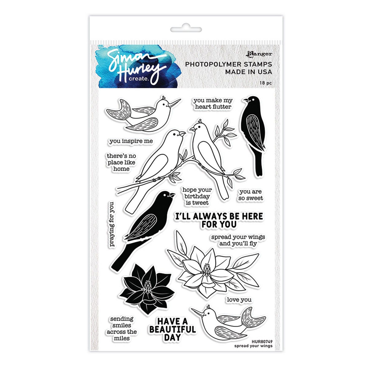 Ranger Ink Ranger • Simon Hurley erstellen. Photopolymer-Stempel breiten Sie Ihre Flügel aus