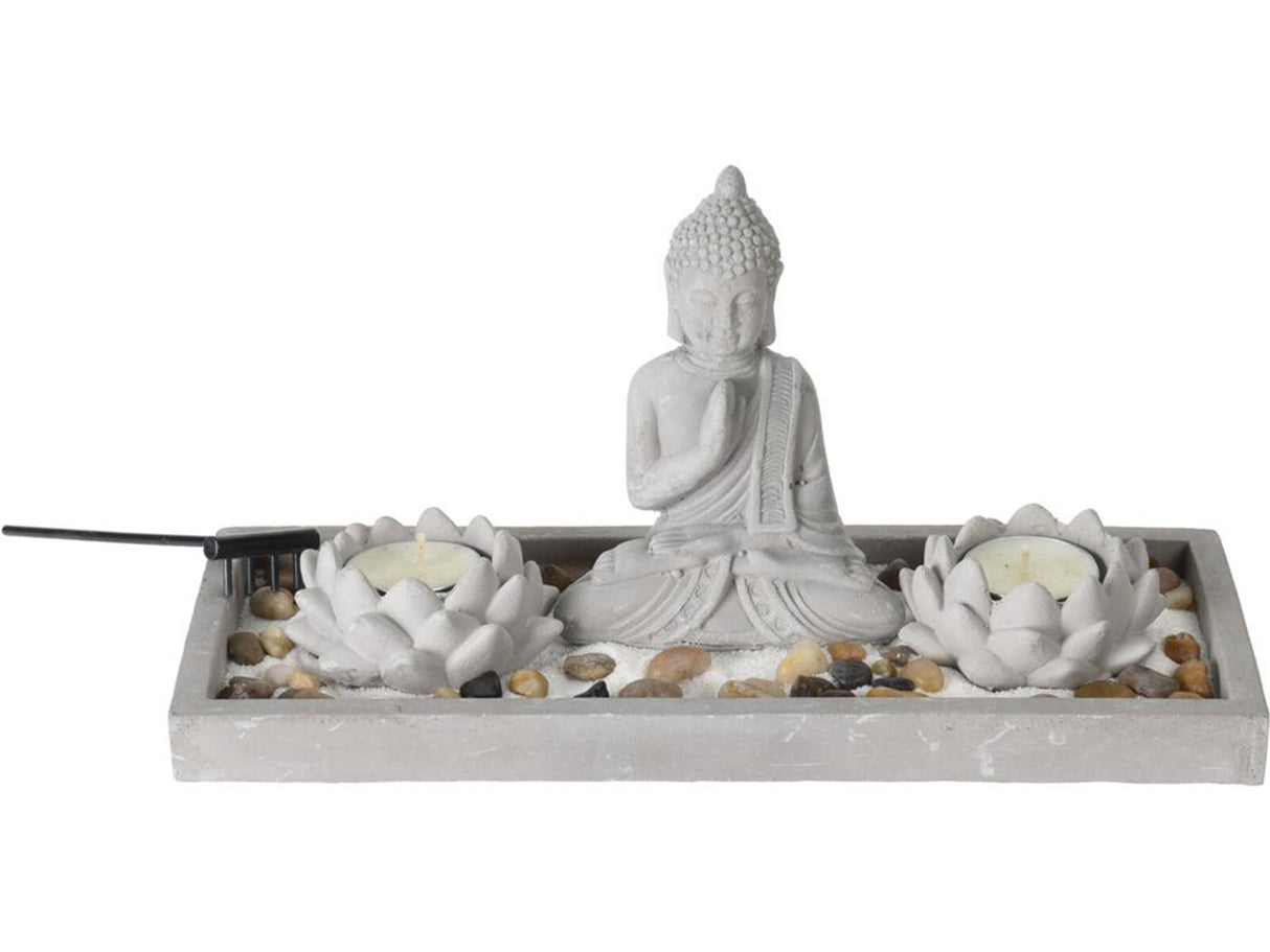 Home styling boeddha zen tuintje set 29,5x12x7cm