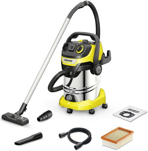 Kärcher Kärcher WD 6 P S V-30 6 22 T Nass- und Trockensauger – 1300 W – 30 Liter – integrierte Steckdose – Edelstahl-Saugrohre – Edelstahlbehälter – Ablassschraube – Flachfilter