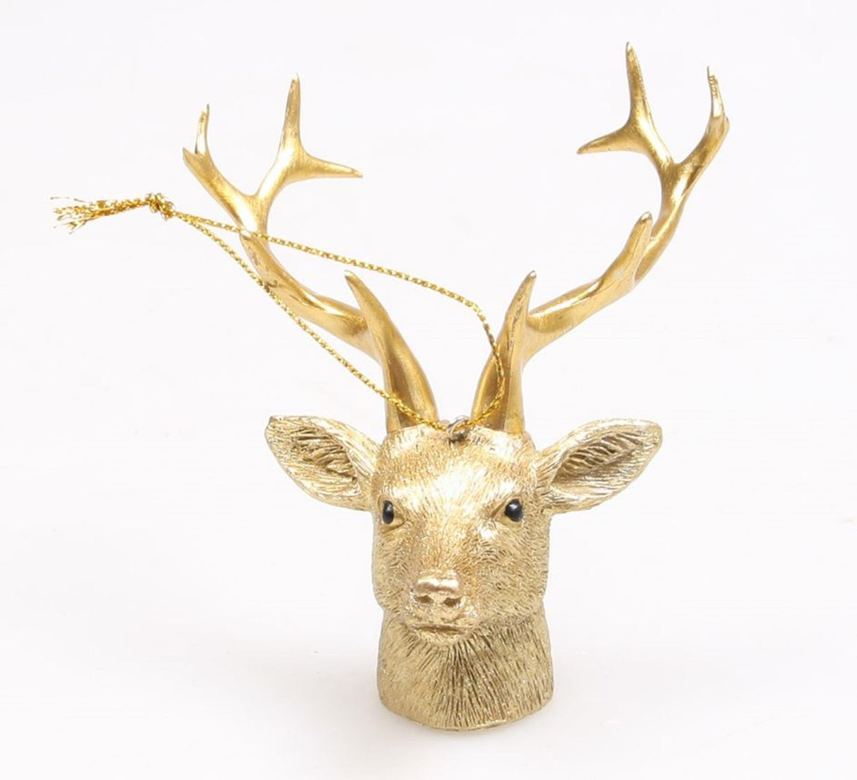 Von der Jahreszeit inspirierte Dekoration mit Hirschkopf zum Aufhängen, 10 x 8 x 9 cm, goldfarben
