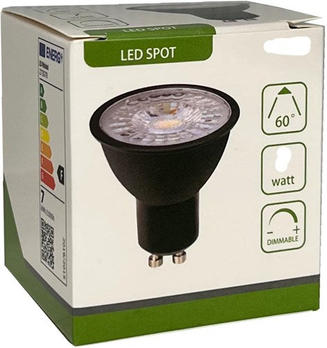 Enzo led spot gu10 230v 7-75w 60gr zwart 2700k dimbaar - led0650