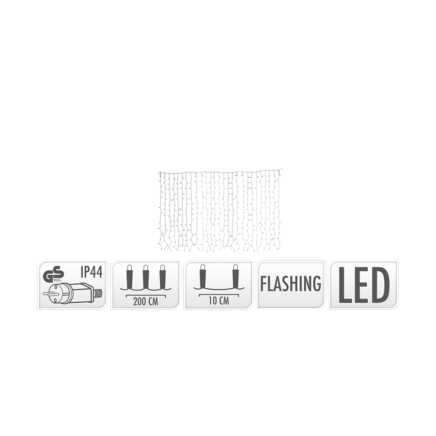 Lichtgordijn flashing led warm wit 189 leds 200x70cm
