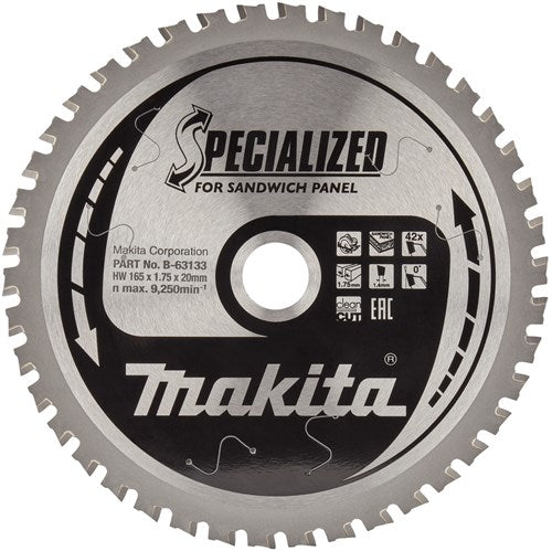 Makita-Zubehör b-63133 | Kreissägeblatt-Sandwichplatte | spezialisiert | 165x20x1,75 42t 0g - b-63133