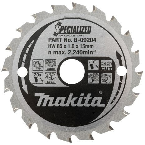 Makita Zubehör Kreissägeblatt Holz 85x15x1,0 20t 10g - B-16885