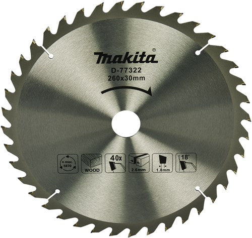 Makita Zubehör Makita Kappsägeblatt Holz 260x30x1,8 40t 18g, ls1110f - d-77322