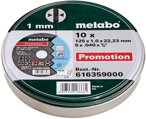 Metabo Zubehör Trennscheiben in Dose (10 Stk.) | ø 125x1,0x22,23 - 616359000