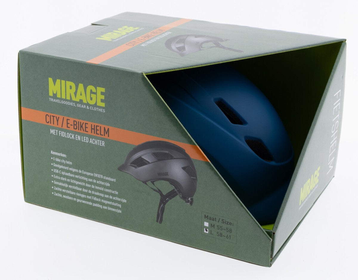 Buzaglo mirage urban helm e-bike led 58-61cm mat blauw