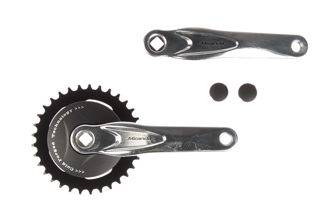 Buzaglo Miranda Alfa 1 Kurbelgarnitur 33t 3 32" + Scheibe 9,2cm schwarz, Kurbel silber