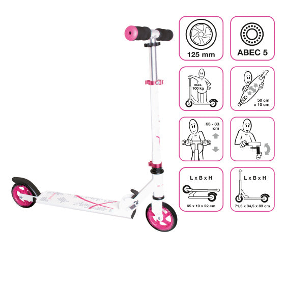 Muuwmi 2-Radkinder faltbares Fußbremse weiß Pink