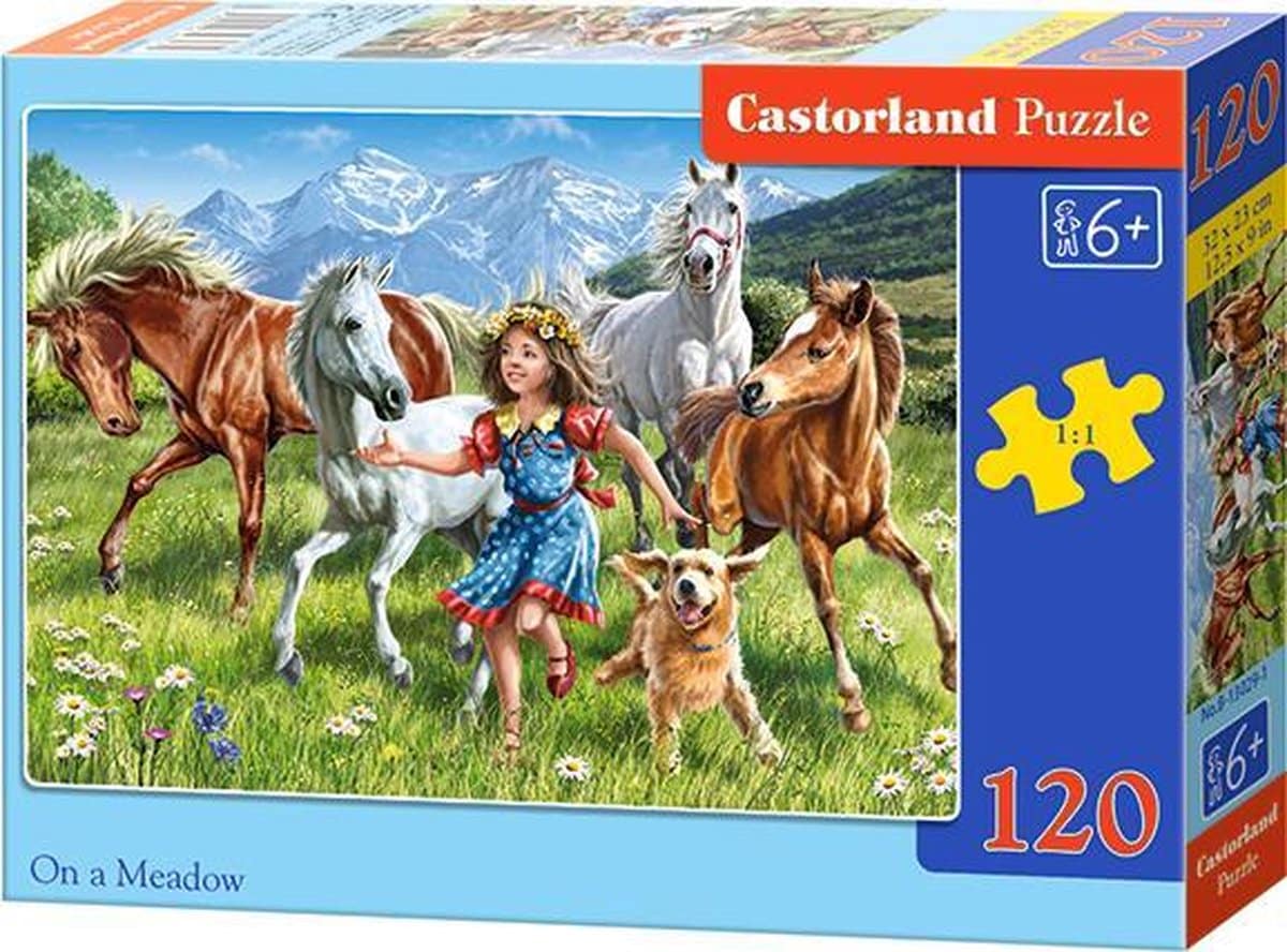 Castorland-Puzzle – Mädchen und Pferde auf einer Bergwiese – 120 Teile