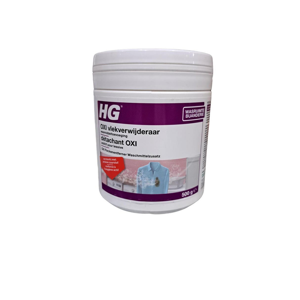 Hg-Oxi-Fleckenentferner-Reinigungsmittel hinzufügen.