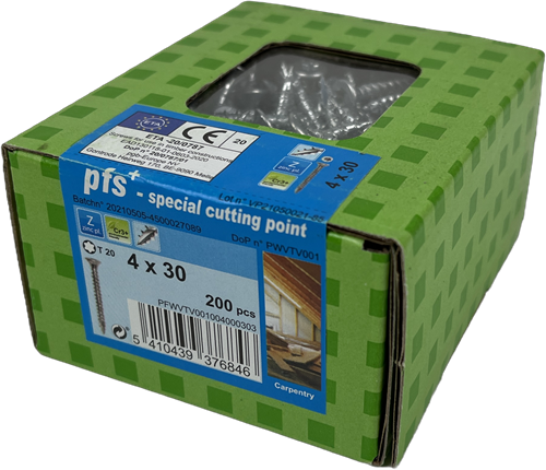 Pgb-europe pfs+ | spaanplaatschroef pfs+ vzk-t ø 4,0x30 zn - 200 stuks - pfwvtv001004000303