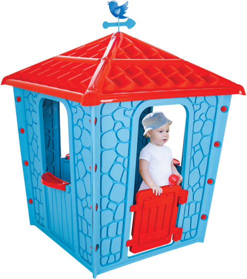 Pilsan Stone Speelhuisje 114 x 114 x 151 cm blau rot