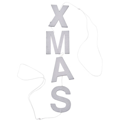 Buchstabengirlande Weihnachten silberfarben vertikal 60 cm | 24 Stück