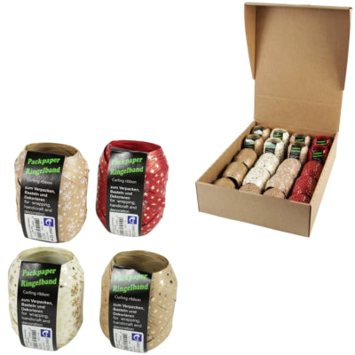 Horn Geschenkband Kraft weiß rot Display 20 Stück | 2 Stk