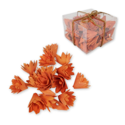Dekoration Blumen Holz orange 3 cm | 12 Stück