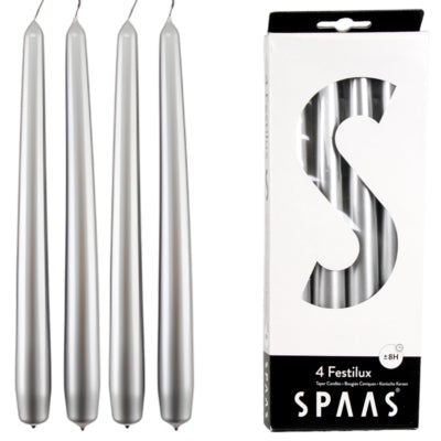 Spaas(r) Tafelkerzen silberfarben 2,2 x 25 cm 4 Stück | 12 Stück