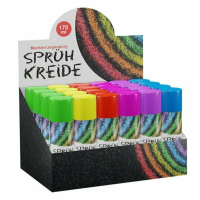 Kreidespray Aerosol 175 ml 6 Farben Display 24 Stück | 2 Stk