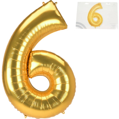 Amscan Folienballon Jumbo Zahl 6 goldfarben 137 cm | 36 Stück
