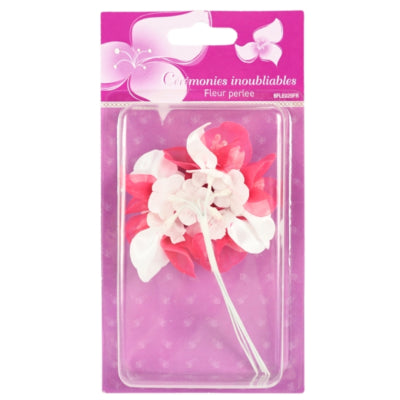 Dekoblume mit Perlen rosa 13 cm 6er Set | 24 Stück