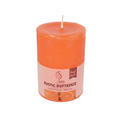 Gala Duftsäulenkerze rustikal orange 7 x 10 cm | 6 Stück