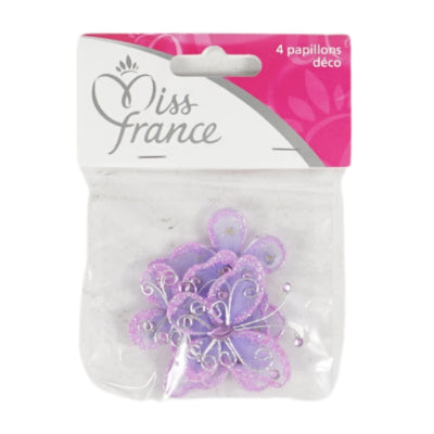 Deko-Schmetterling lila 4 cm 4er-Set | 24 Stück