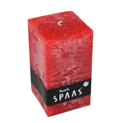 Spaas(r) Stumpenkerze rustikal quadratisch rot 7 x 13 cm | 6 Stück