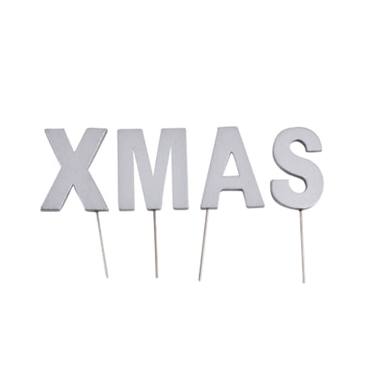 Abi Deko Weihnachtsbuchstabenstecker Weihnachten silberfarben 5 cm | 24 Stück