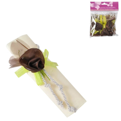 Serviettenringe Seil mit Blumendekor braun 4er Set | 24 Stück