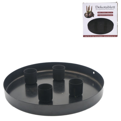 Tablett Kerzenhalter Metall schwarz 20 cm | 6 Stück