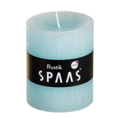 Spaas(r) Stumpenkerze rustikal himmelblau 7 x 8 cm | 16 Stück
