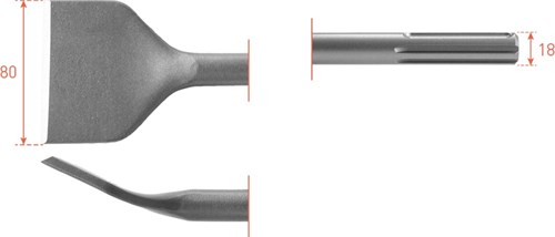 Rotec SDS Max Spatmeißel gebogen 80x300mm