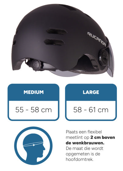 Rucanor Urban Sprint Scootering Fahrradhelm Visier NT8776 Schwarz Größe 58-61 cm (L)