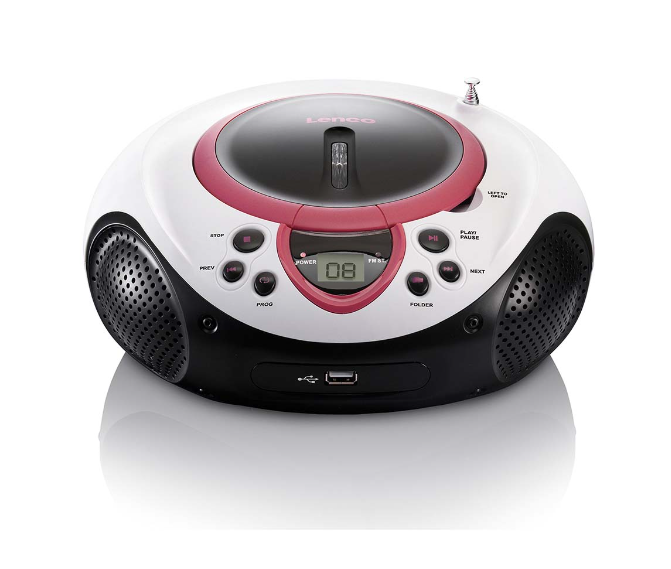 Lenco scd38 tragbarer CD-USB-Player rosa