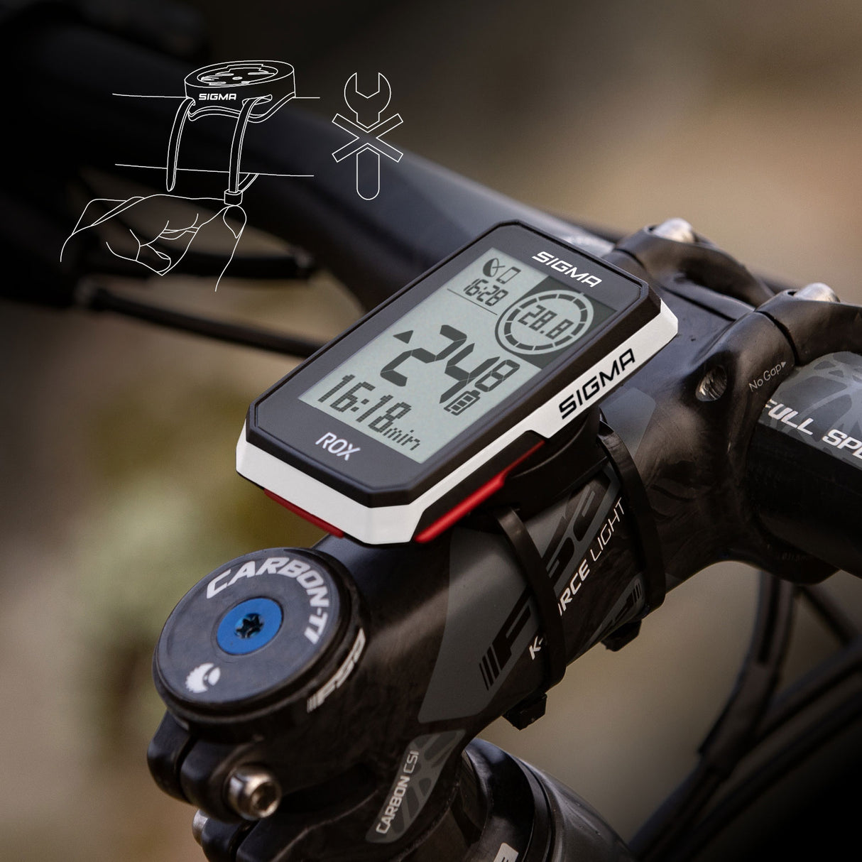 Sigma ROX 2.0 GPS SW White Standard Lenkhalter + USB-C Ladungskabel