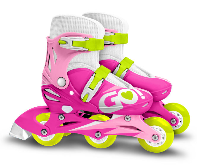 Skids Control Inline Skates Verstellbare rosa weiße Größe 27-30