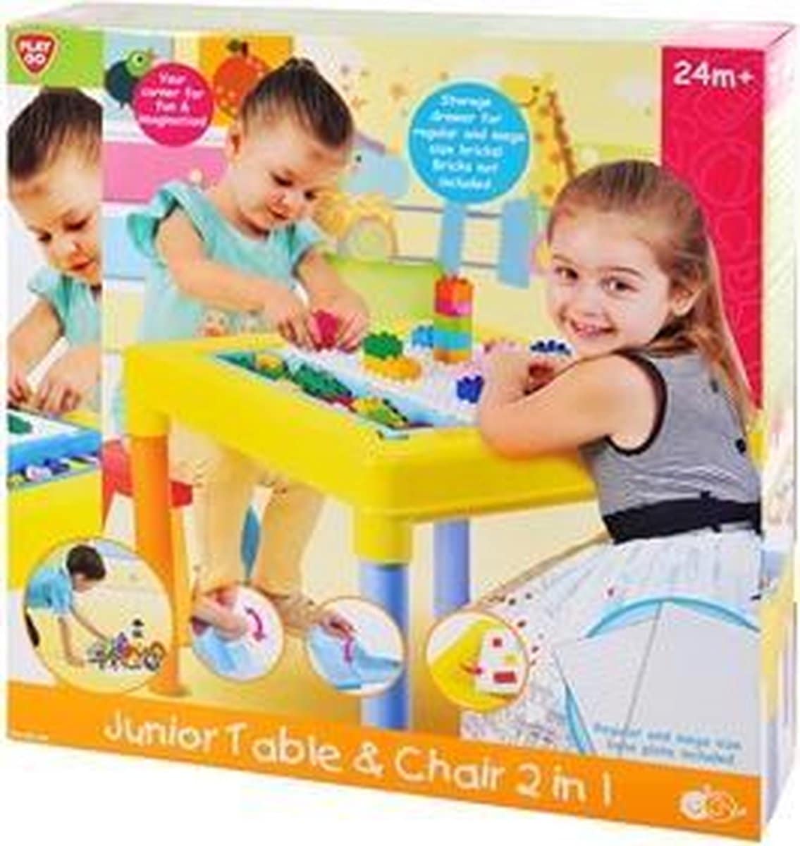 Playgo-Spieltisch mit Stuhl und Ablagefach