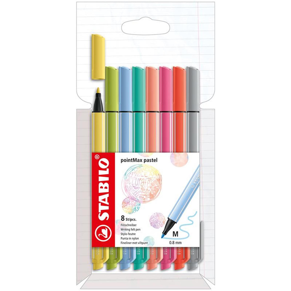 Stabilo Pointmax Pastell-Federmäppchen mit 8 Fineliner-Farben