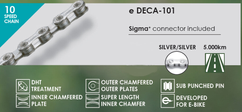 Buzaglo Taya-Kette Deca-101 1 2x5 64x136 E-Bike, 10 Gänge, Silber